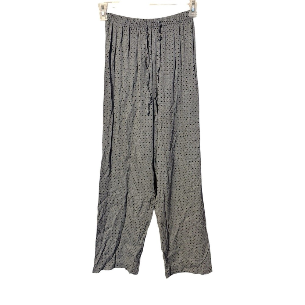 String Bean Drawstring Pants Size L Fits M Vintage Gray Black Made In USA Crop